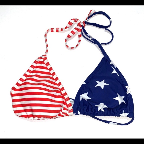 American Fourth of July Flag Bikini Top - Picture 1 of 2